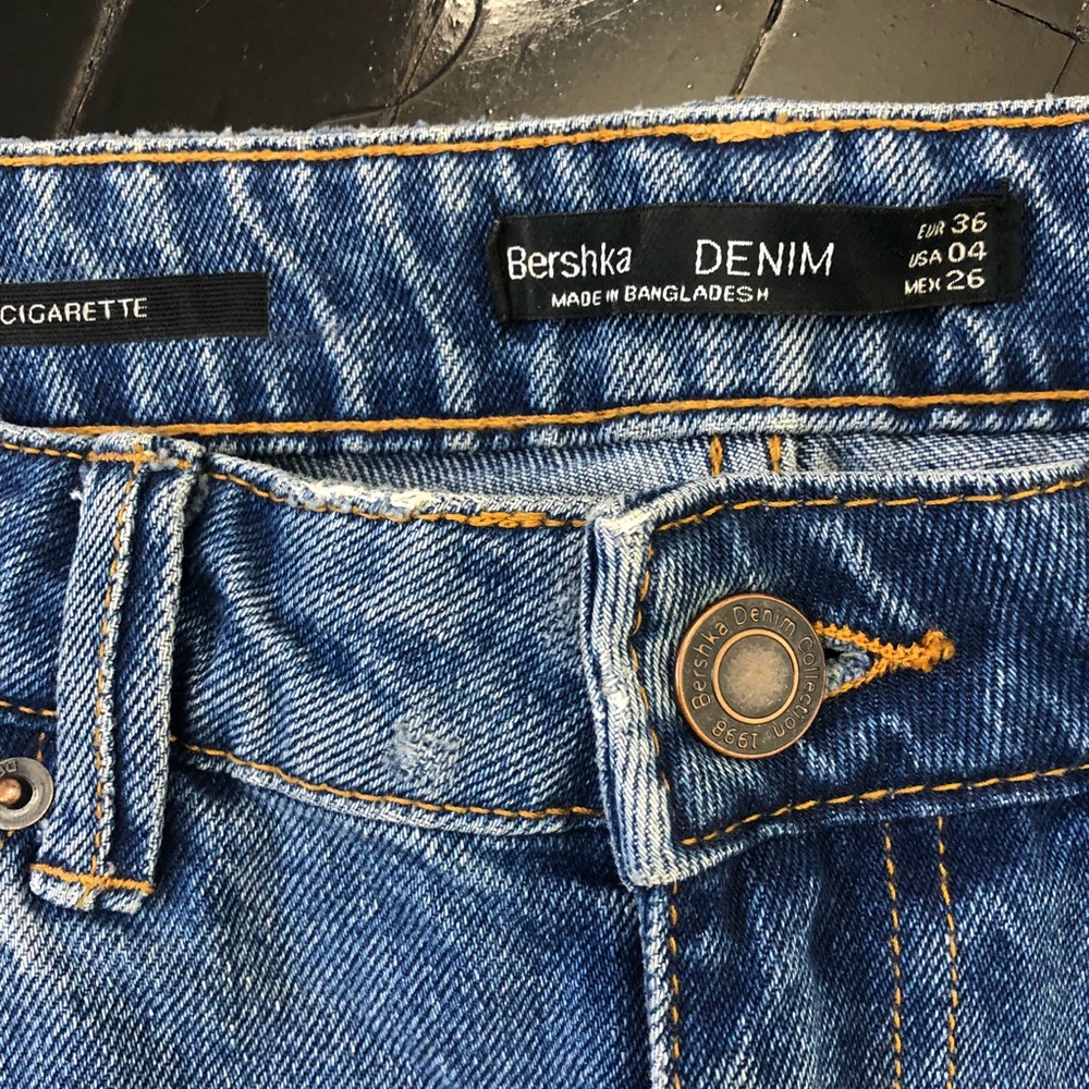 SOLD Bershka Fuzzy Fur Hem Cigarette Jeans - Picture 4 of 8